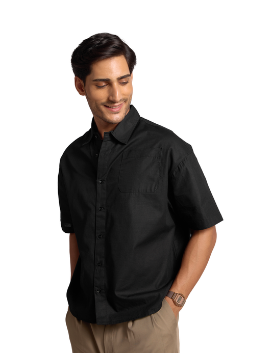 BASIC LINEN SHIRT IN NOIR