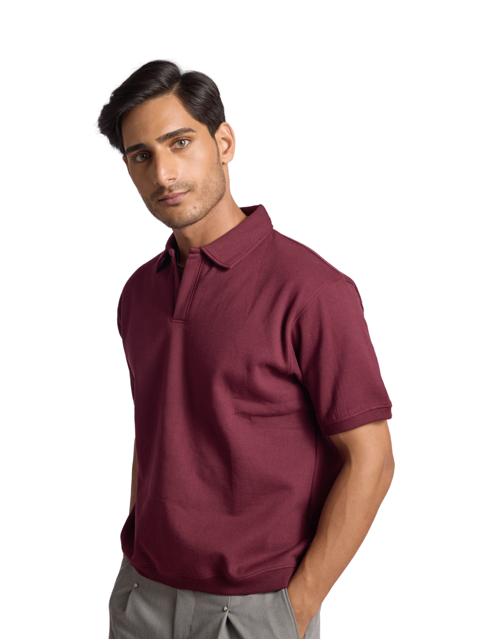 STRUCTURED POLO IN CHERRY
