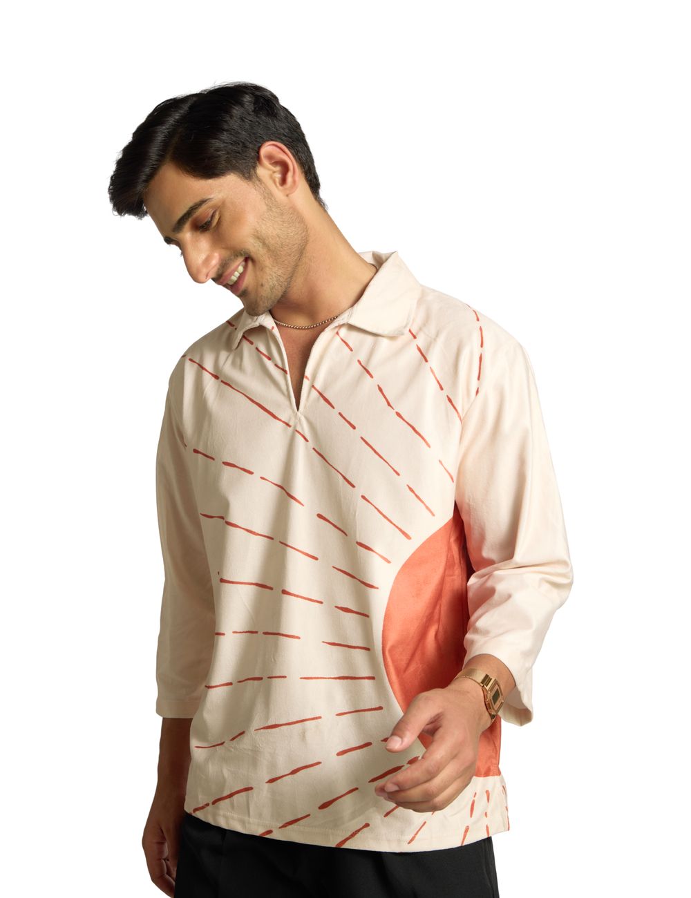 PRINTED SUEDE SHIRT IN PEARL