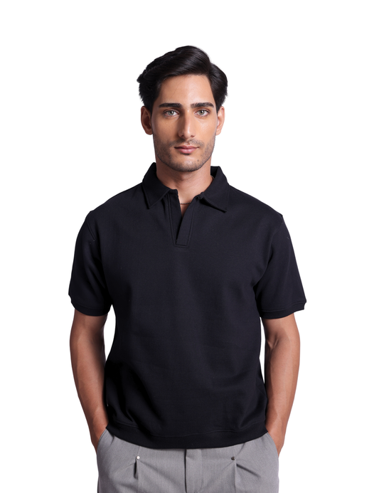 STRUCTURED POLO IN NOIR