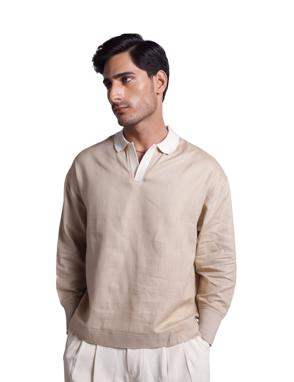 LINEN SWEATSHIRT IN LATTE