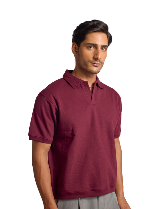 STRUCTURED POLO IN CHERRY