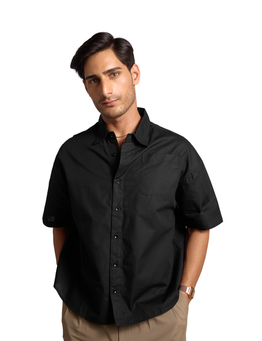 BASIC LINEN SHIRT IN NOIR
