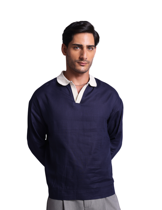 LINEN SWEATSHIRT IN NAVY
