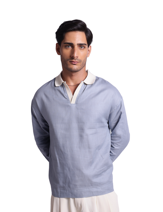 LINEN SWEATSHIRT IN SKY