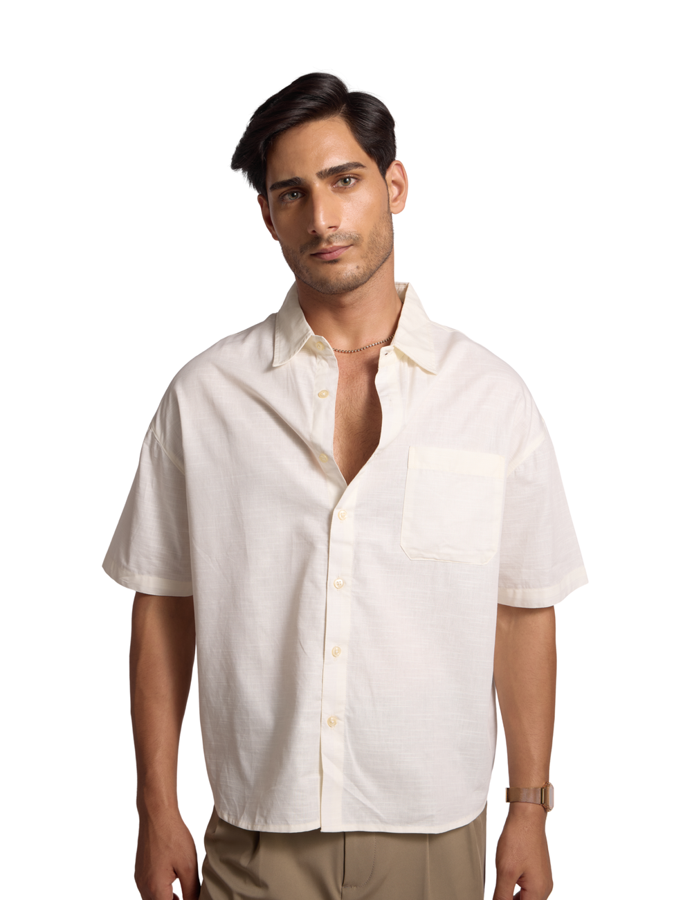 BASIC LINEN SHIRT IN IVORY