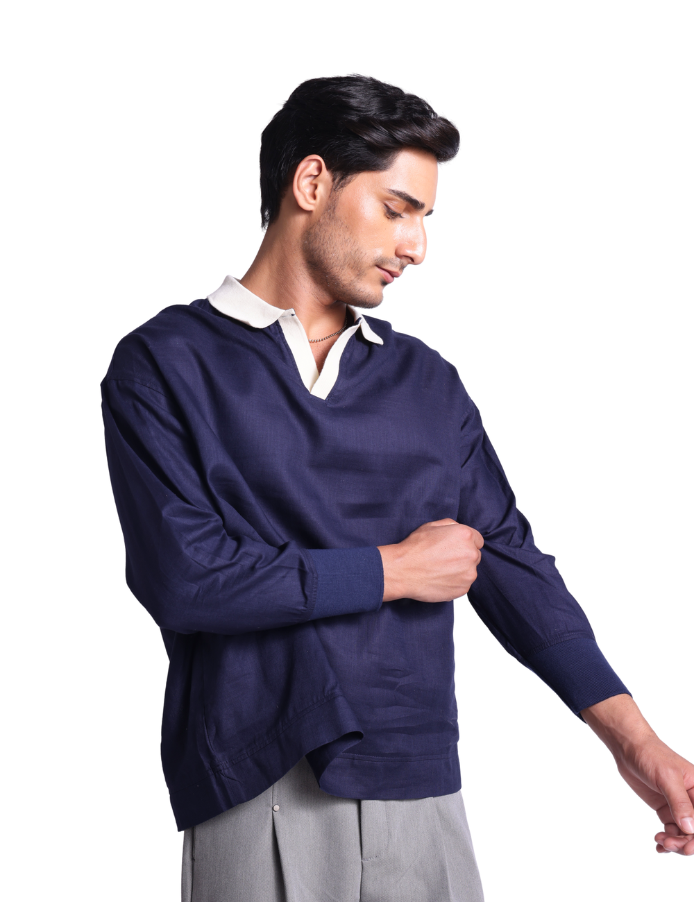 LINEN SWEATSHIRT IN NAVY