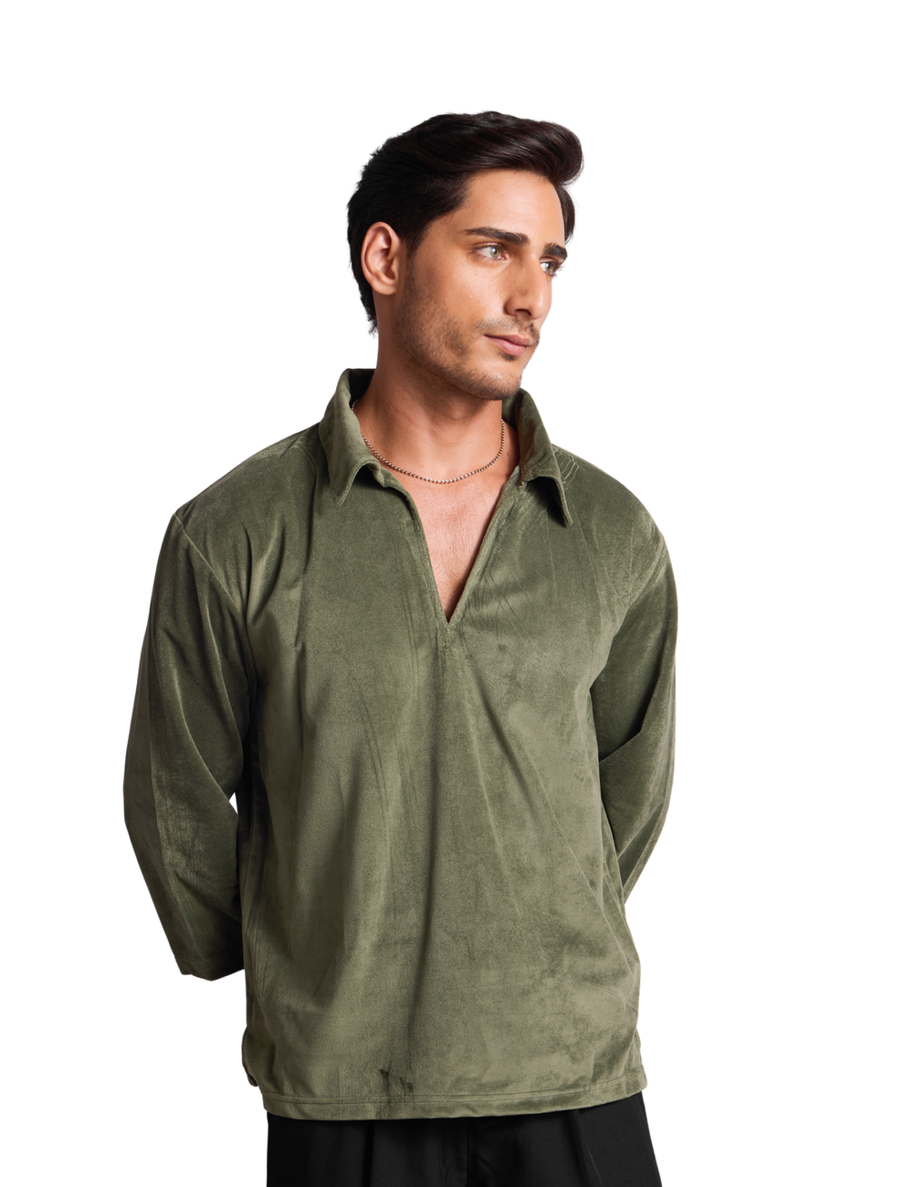 SUEDE SHIRT IN EMERALD