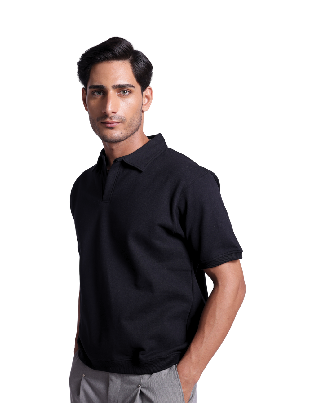 STRUCTURED POLO IN NOIR