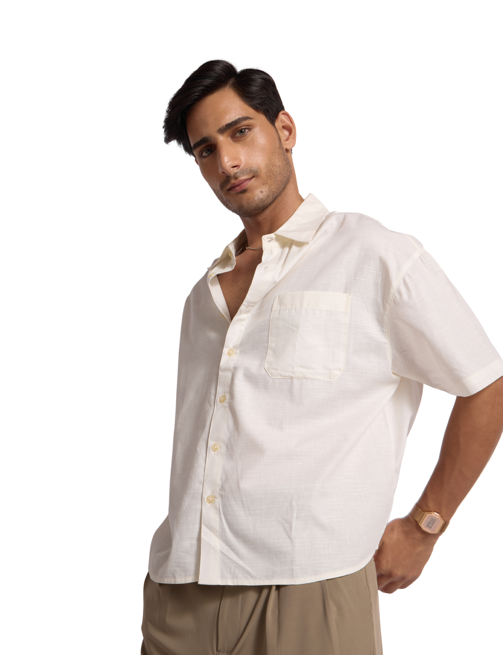 BASIC LINEN SHIRT IN IVORY