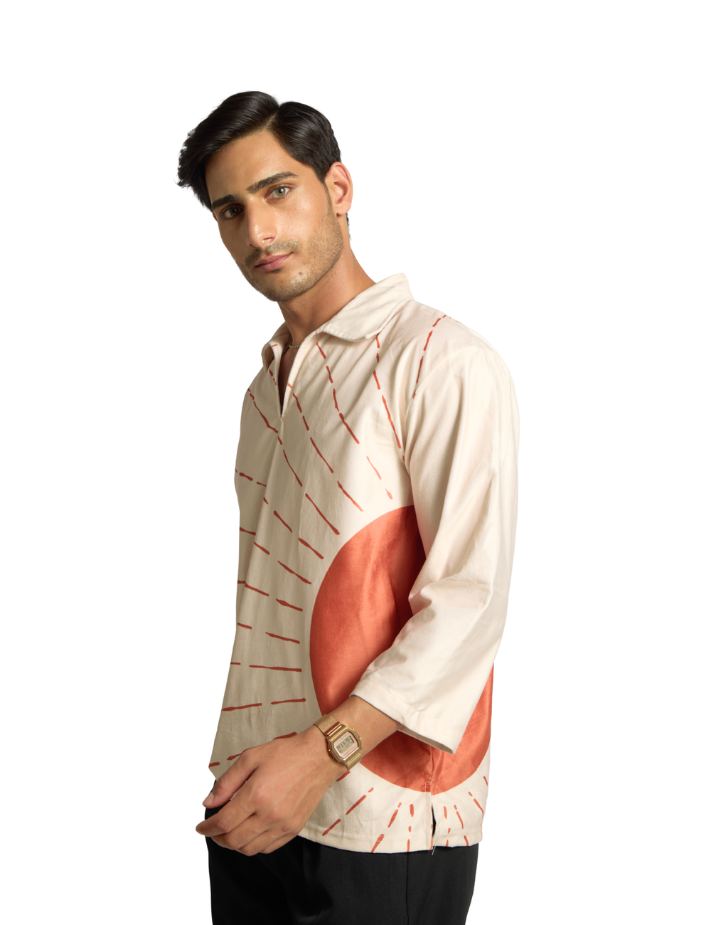 PRINTED SUEDE SHIRT IN PEARL