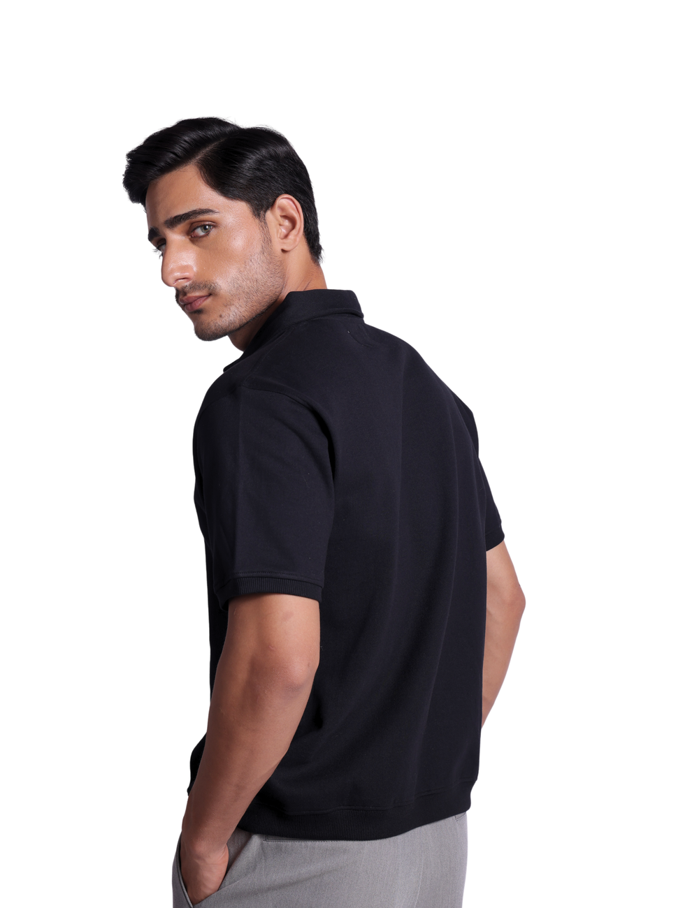 STRUCTURED POLO IN NOIR