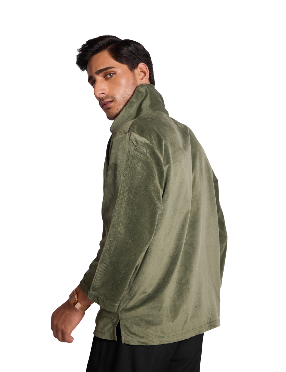 SUEDE SHIRT IN EMERALD