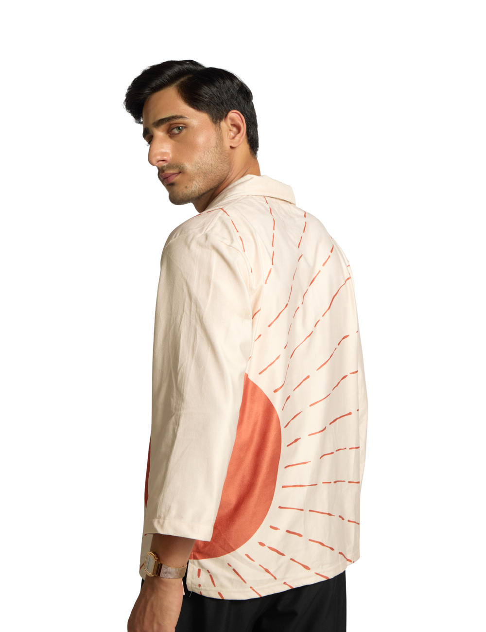 PRINTED SUEDE SHIRT IN PEARL