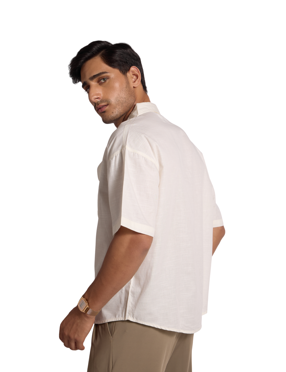 BASIC LINEN SHIRT IN IVORY