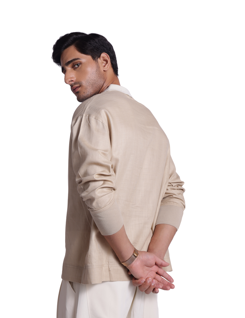 LINEN SWEATSHIRT IN LATTE