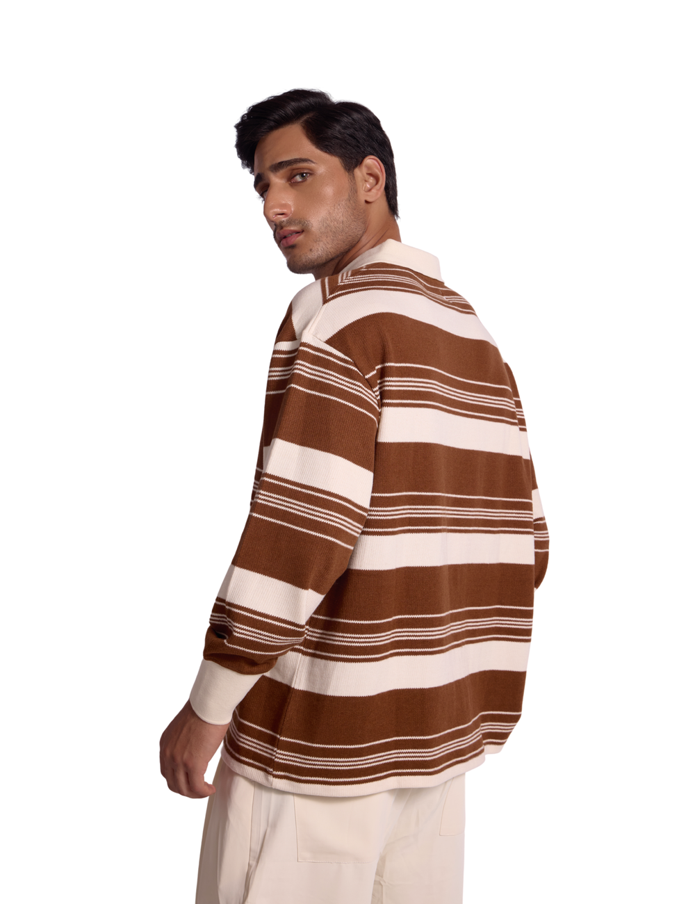 STRIPED KNIT SWEATSHIRT IN COCOA