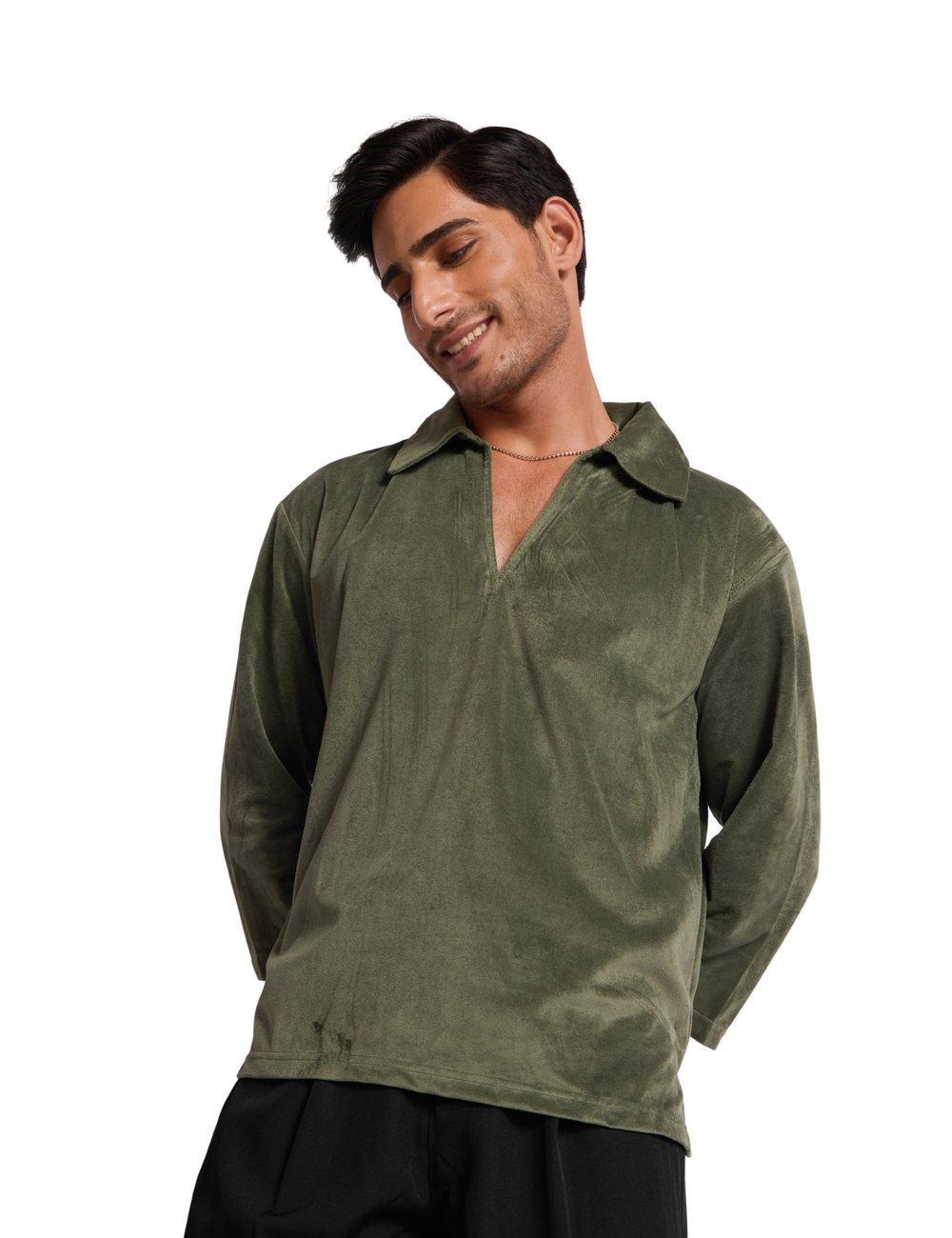 SUEDE SHIRT IN EMERALD