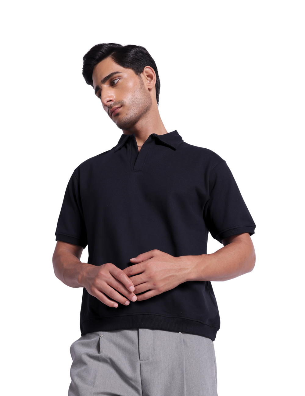 STRUCTURED POLO IN NOIR