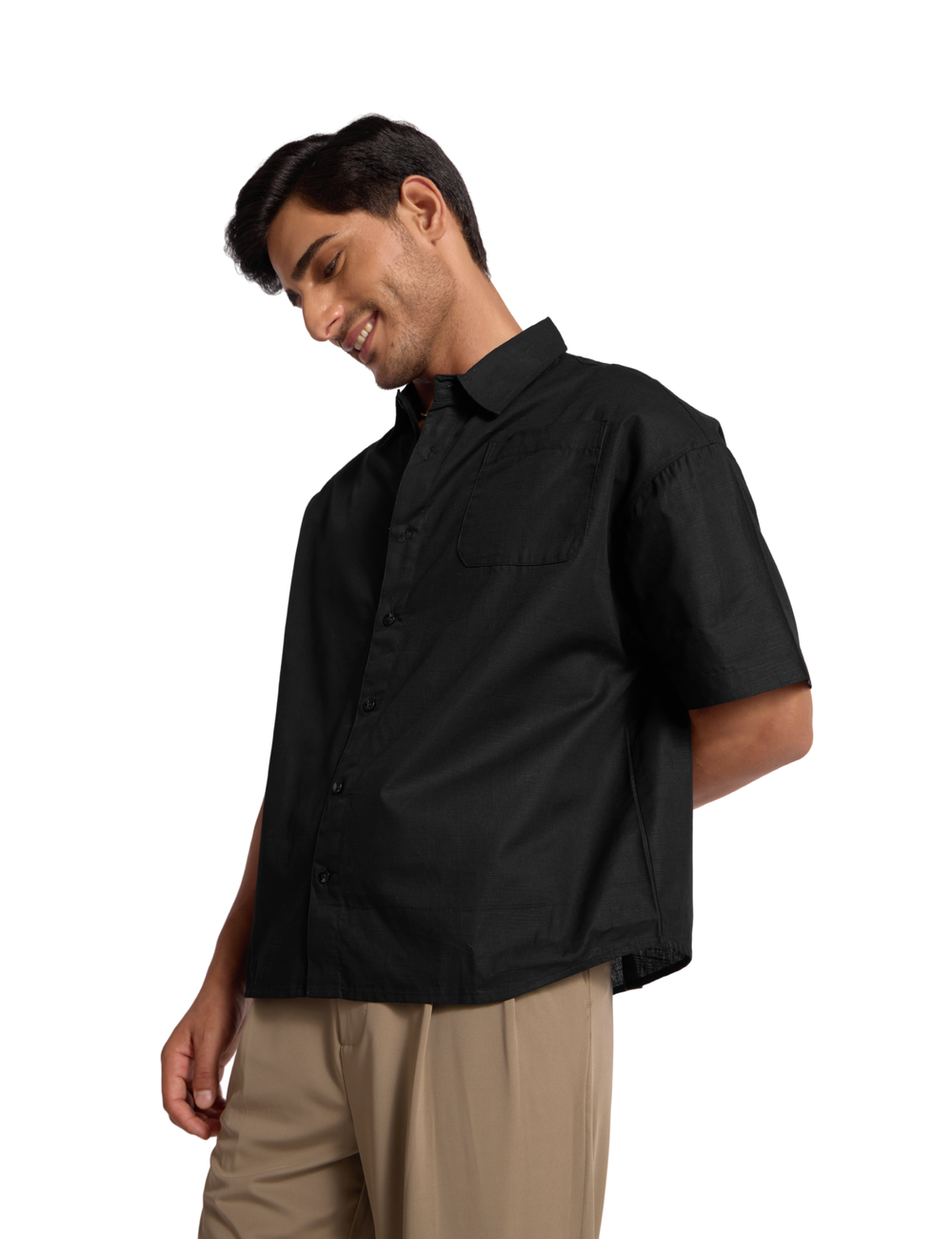 BASIC LINEN SHIRT IN NOIR