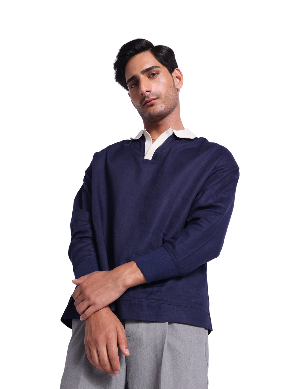 LINEN SWEATSHIRT IN NAVY