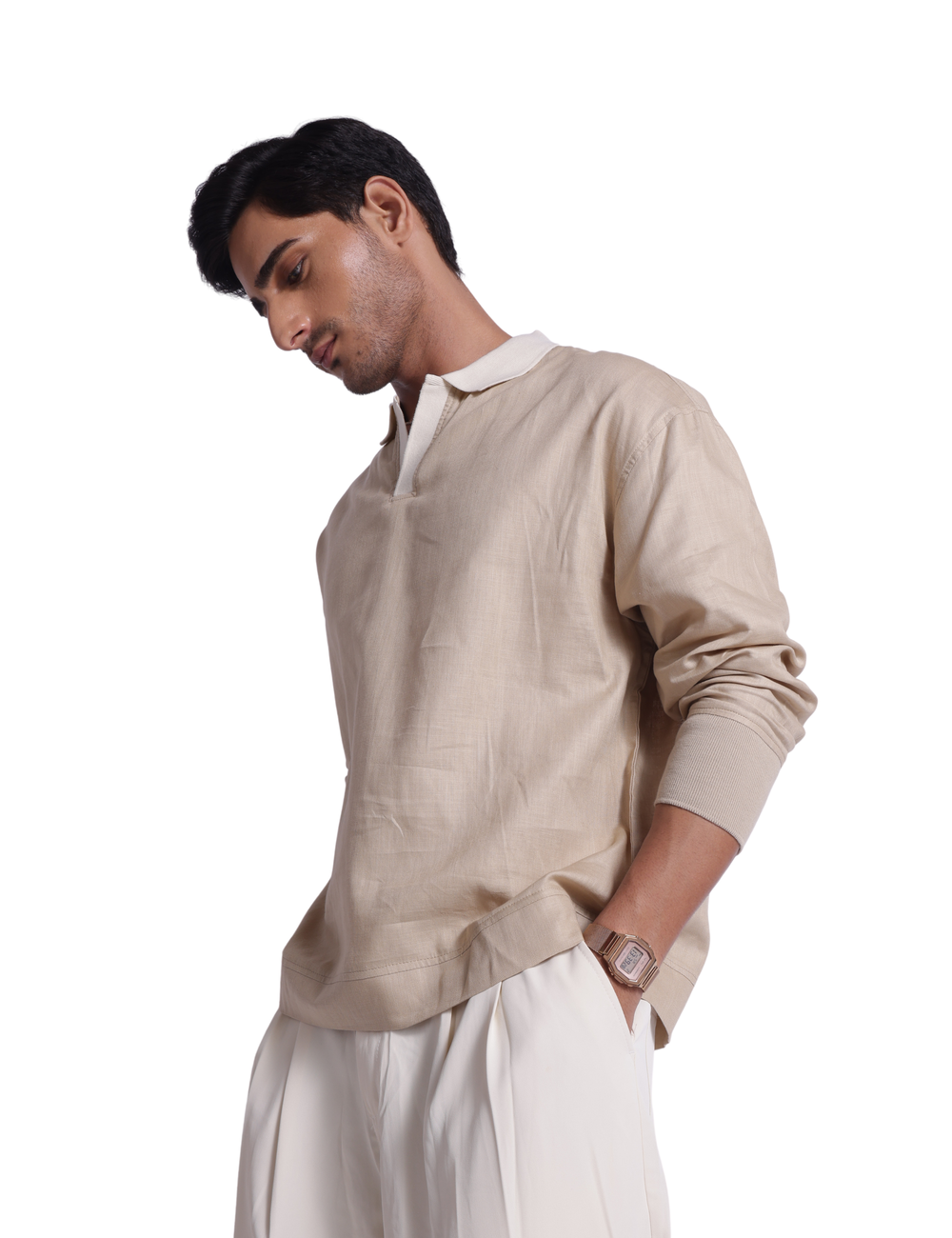 LINEN SWEATSHIRT IN LATTE