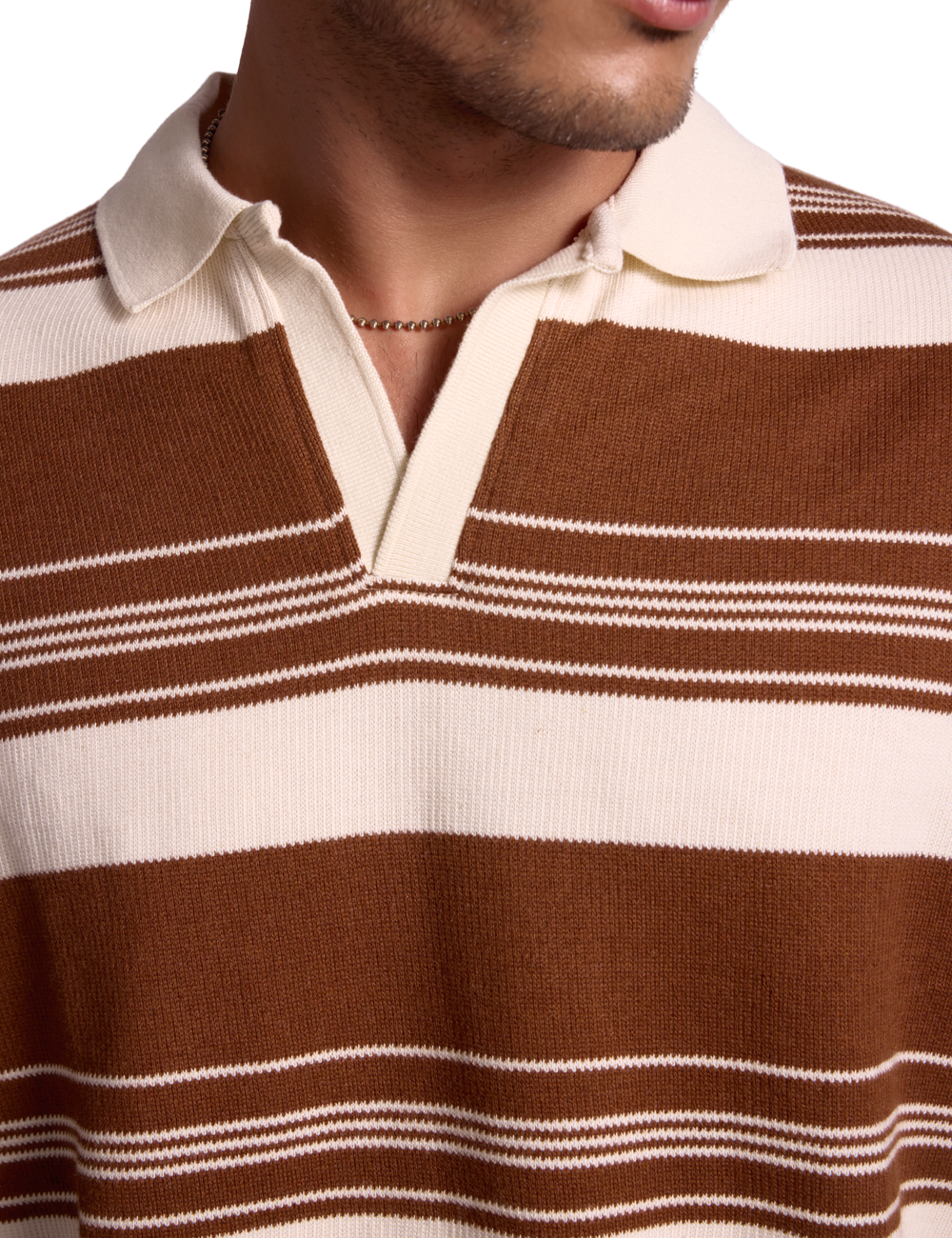 STRIPED KNIT SWEATSHIRT IN COCOA