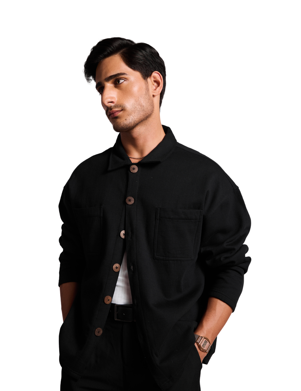 SIGNATURE SHACKET IN NOIR