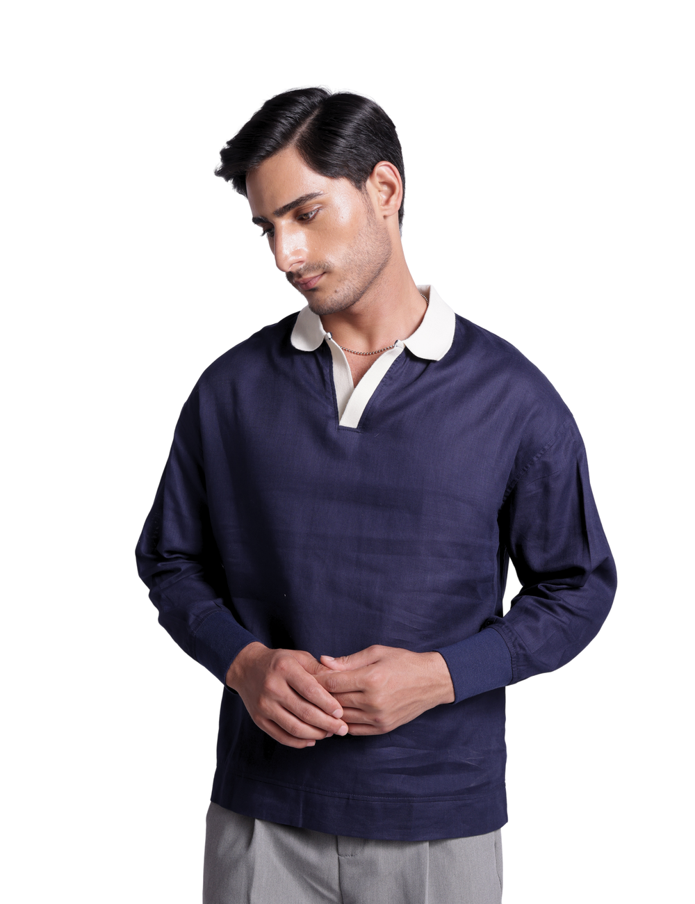 LINEN SWEATSHIRT IN NAVY