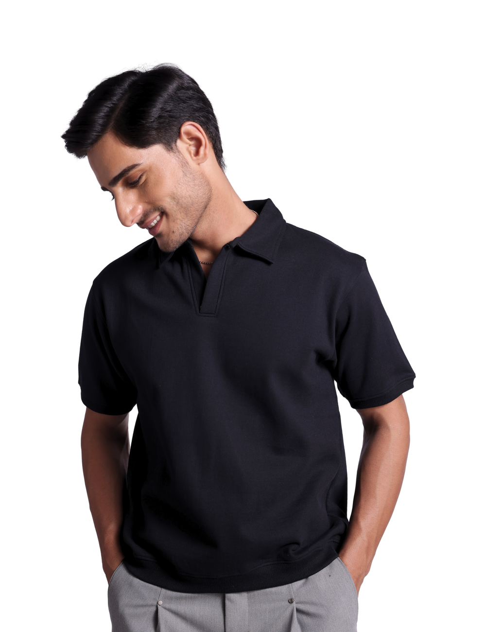 STRUCTURED POLO IN NOIR