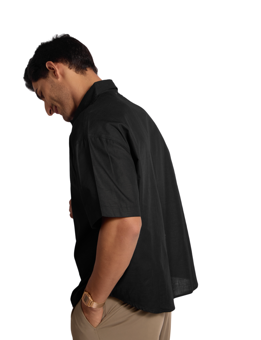 BASIC LINEN SHIRT IN NOIR